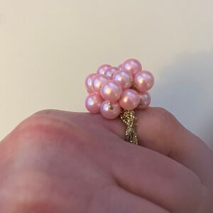 Chic Pink Pearl Cluster Ring